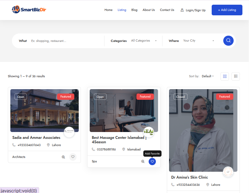 Smart Biz Dir dashboard showing local listing analytics