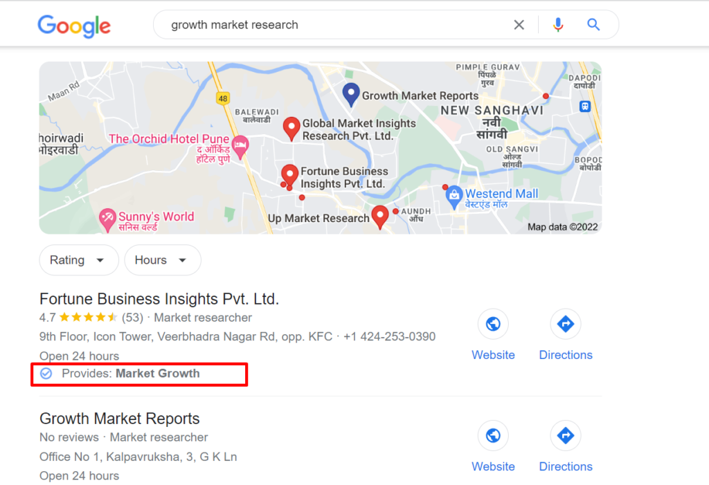 Google Maps results for local stores near me in Pakistan