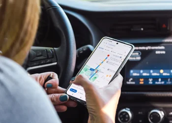 Customer searching for local business near me on smartphone